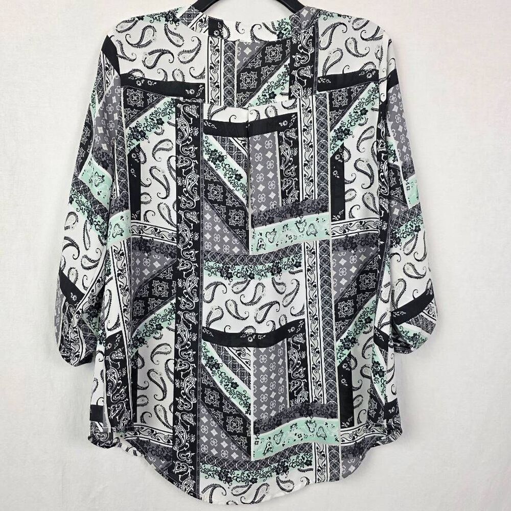 East 5th Patchwork Blouse Black White M